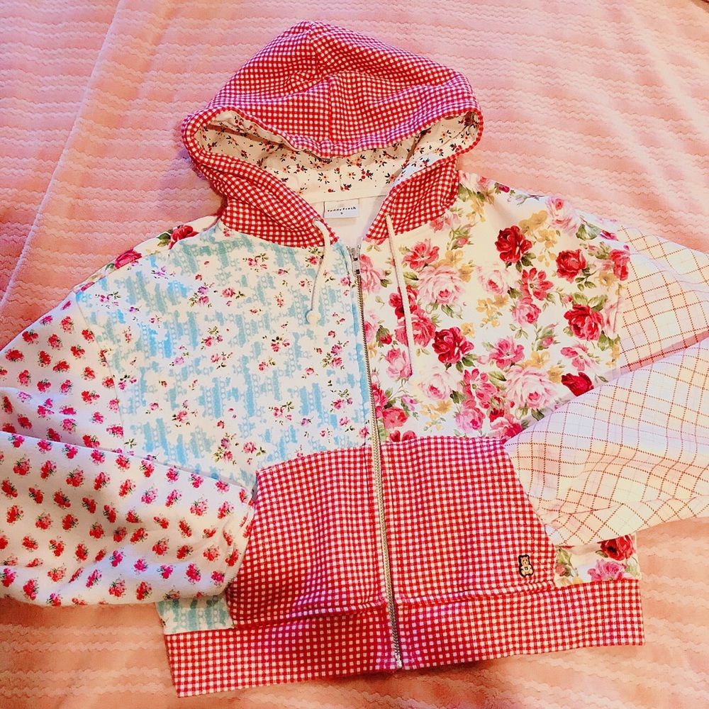 Teddy Fresh women’s patchwork zip up hoodie size small BNWOT